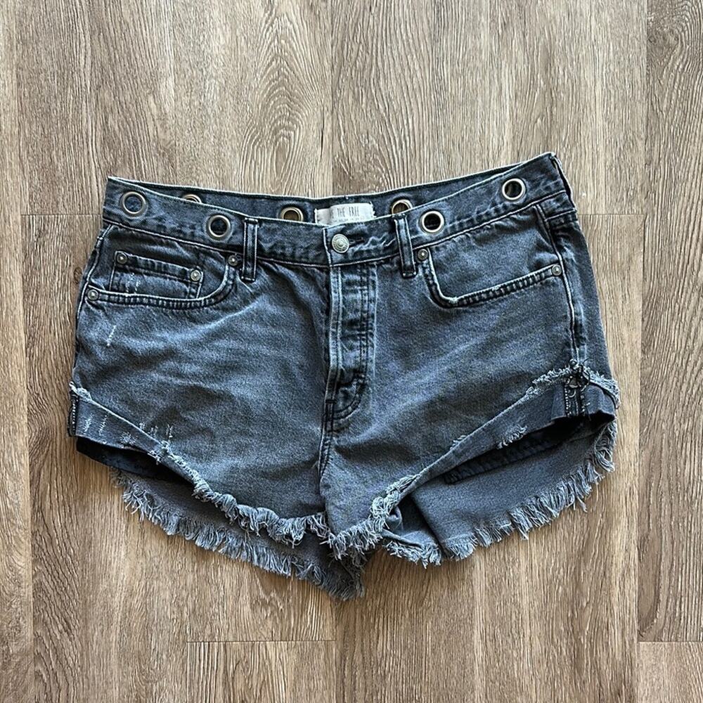 Free People We The Free Cutoff High Rise Denim Shorts Black Size 31